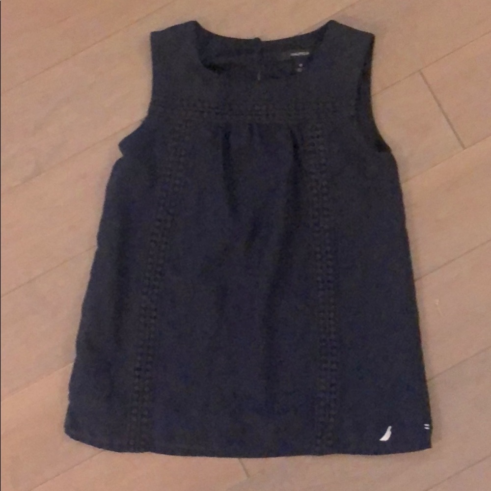 Nautica girls navy blue top sheer overlay
